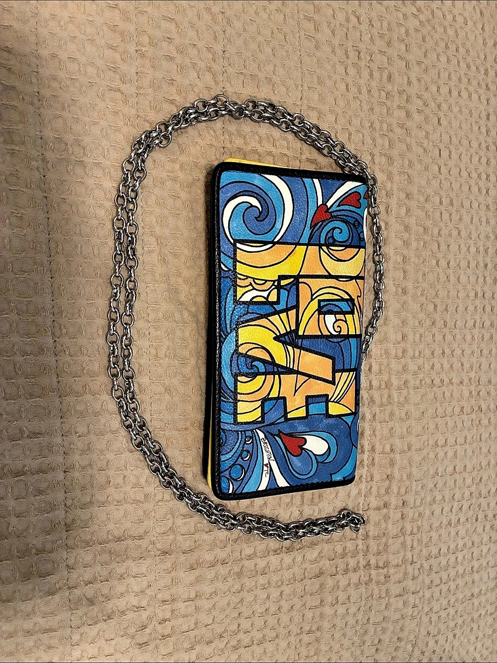 Brighton Love Groove Slim Wallet Crossbody Blue & Yellow